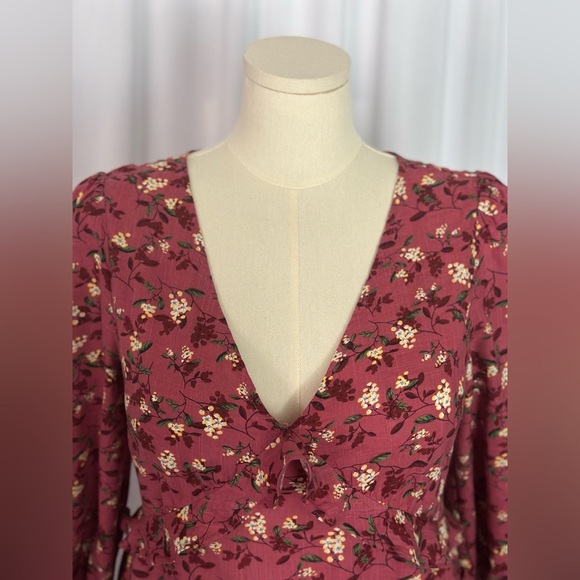 Lush Floral Print Red Women's Mini Dress (671) - Picture 8 of 17